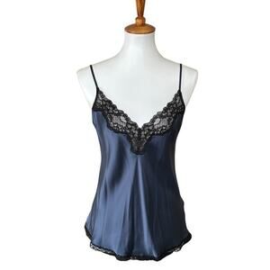 Neiman Marcus Silk Lace Camisole Slate Blue Cami Size S